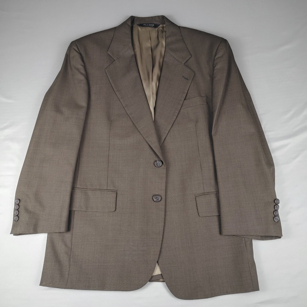 Jos A Bank Business Express Mens 40S Wool Sport Coat Brown Micro Houndstooth